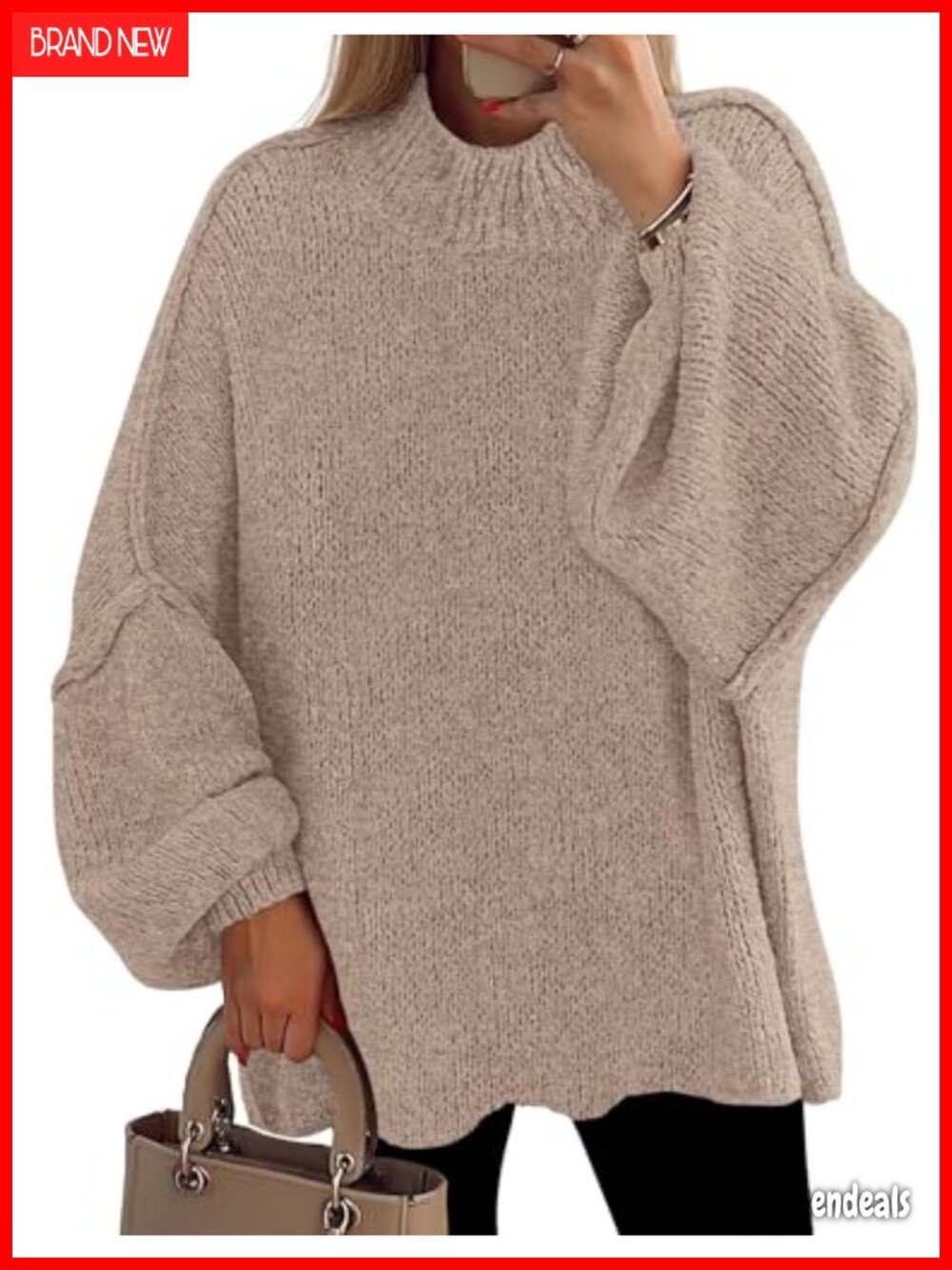 Women's Oversized Chunky Knit Mock Neck Pullover Sweater